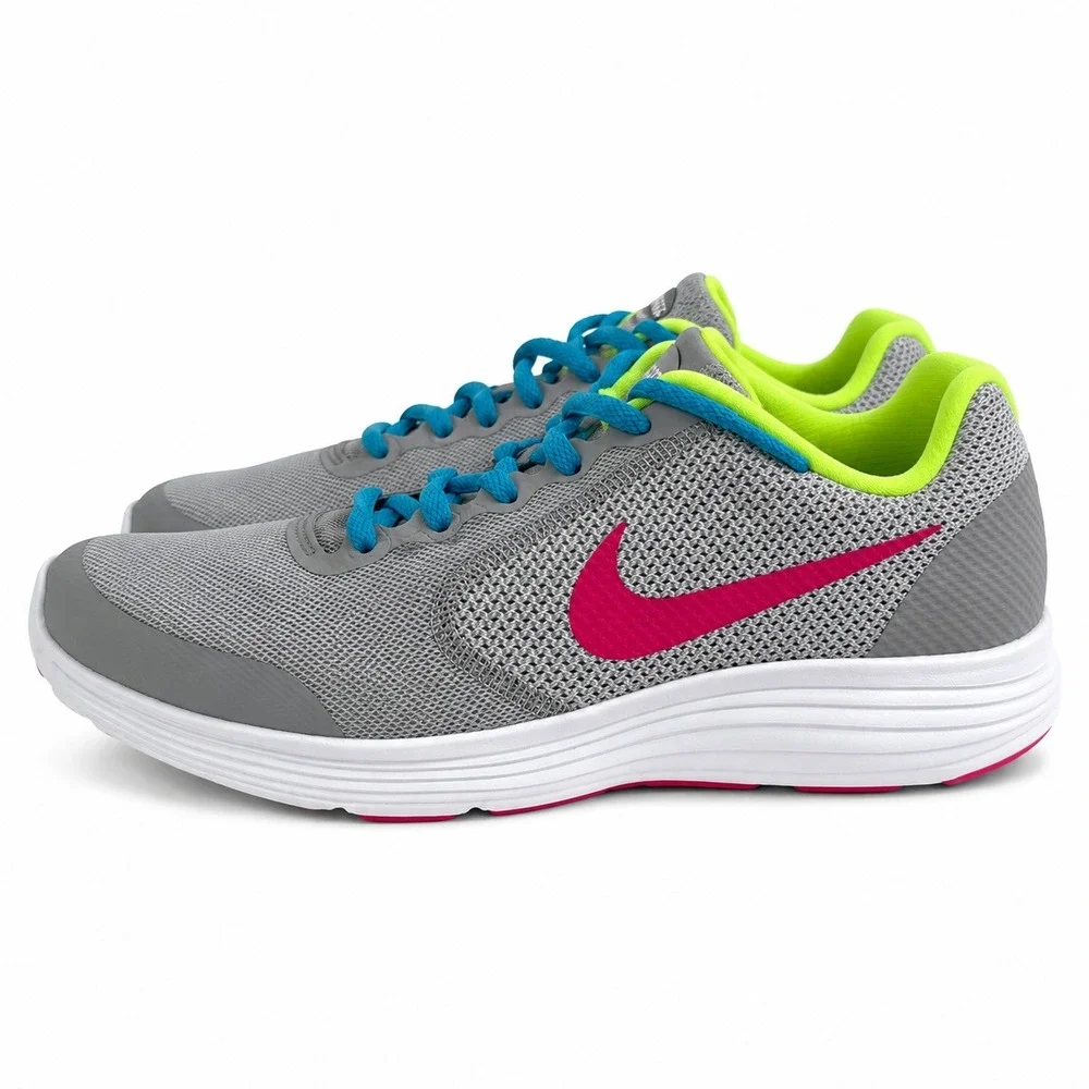 Nike Revolution 3 GS Kids Running Shoes Wolf Grey Pink 819416-064 Size 6.5Y‎